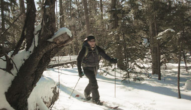 skinning up mount monadnock with a splitboard